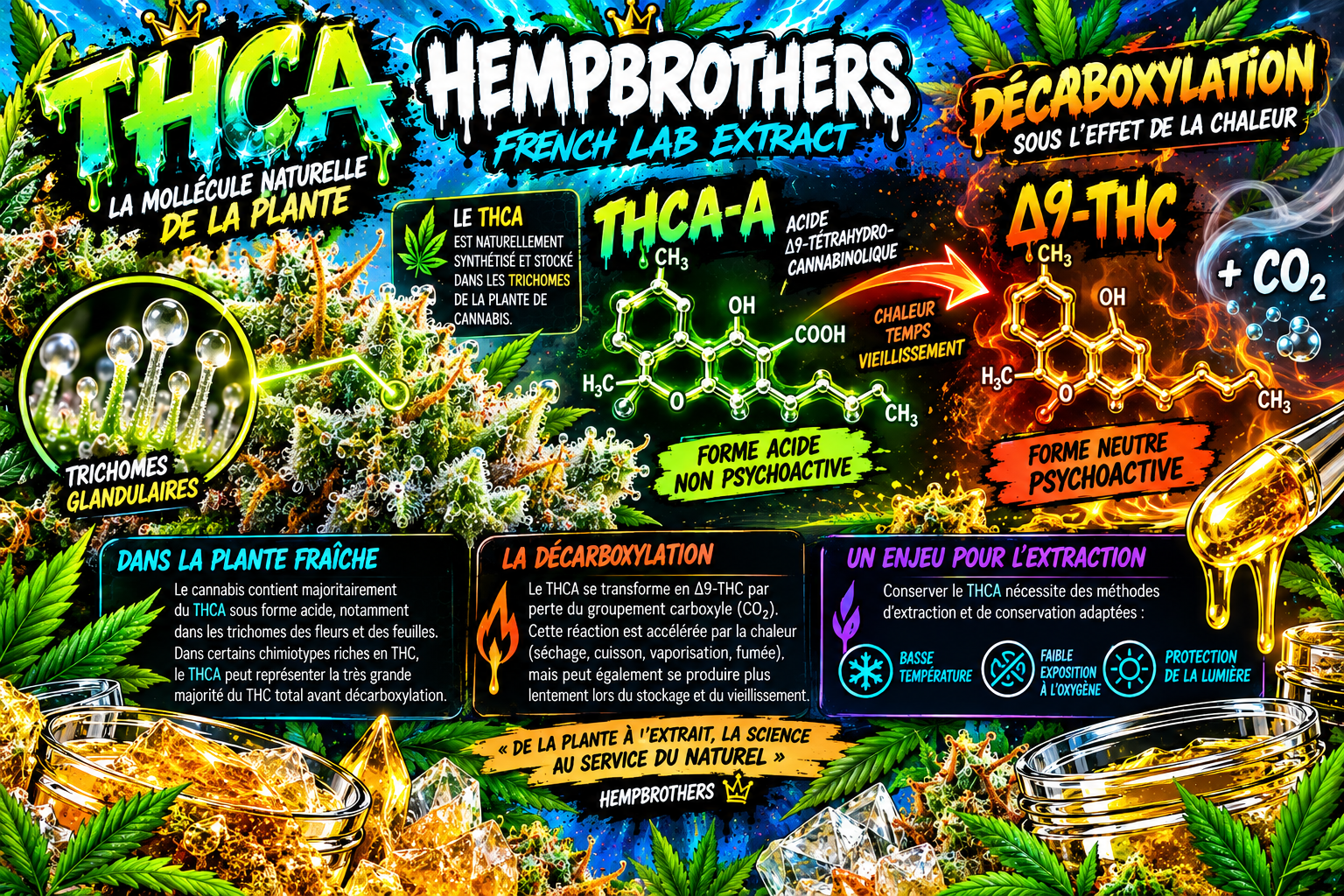 THCA : science, potentiel thérapeutique, extractions et technologies de fabrication