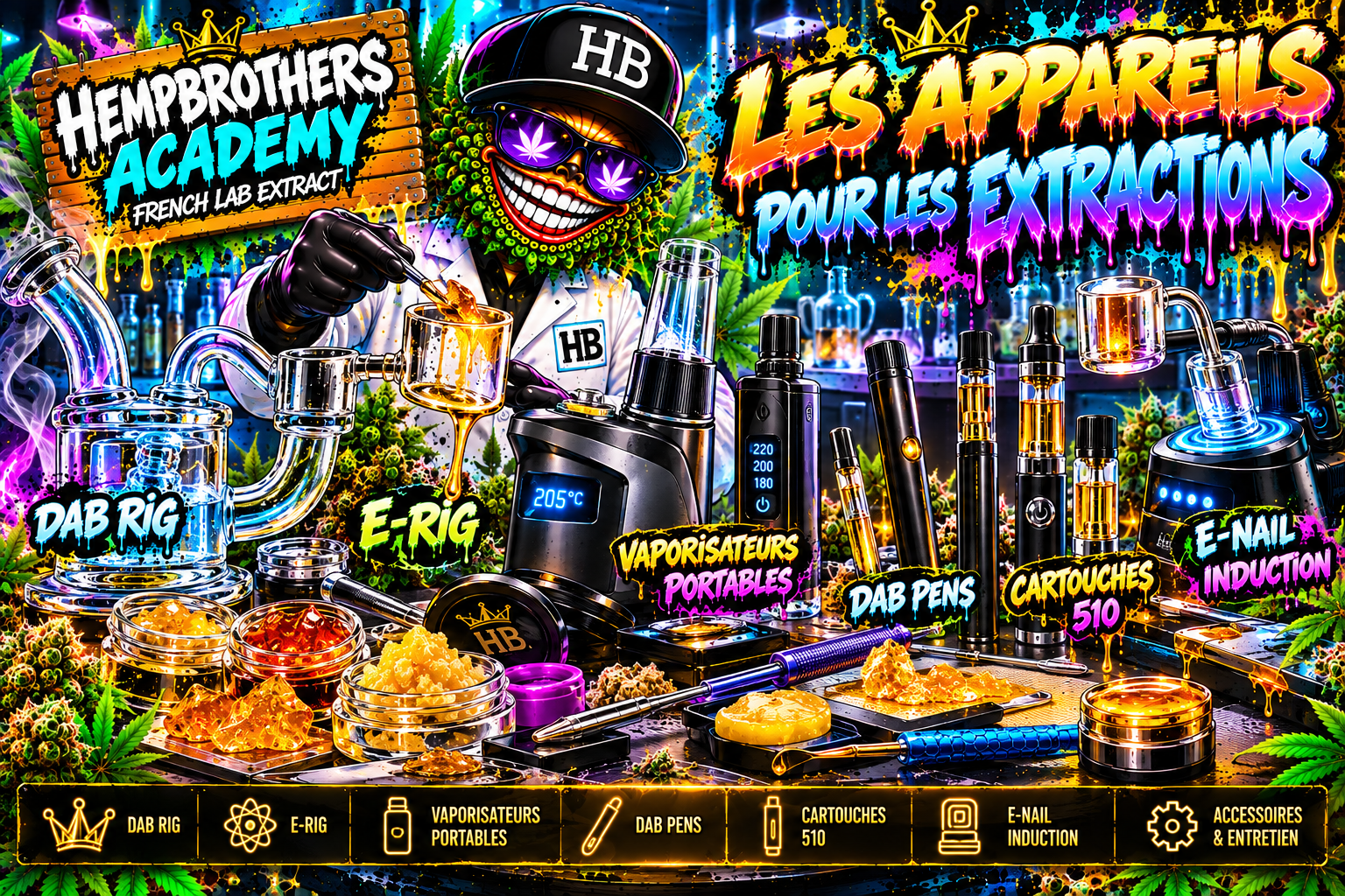 Appareils pour extractions CBD et cannabis : dab rig, e-rig, vaporisateur et cartouche 510