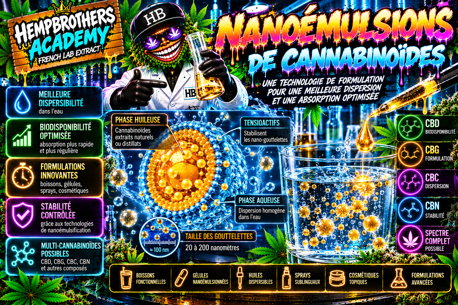 Nanoémulsion CBD et cannabinoïdes : biodisponibilité, technologie et fonctionnement